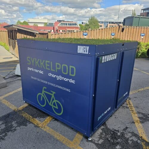 Trygg sykkelparkering fra Bikely ved Park Nordics hovedkontor på Bryn