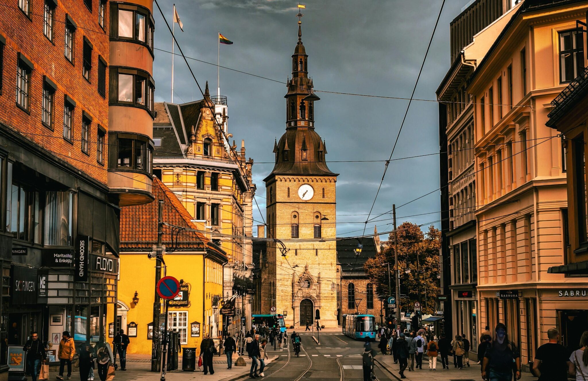 Bilde fra trikkeskinner i Oslos gater